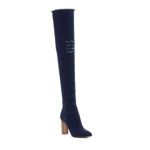 New Report Denim Thigh High Boots Retail $90